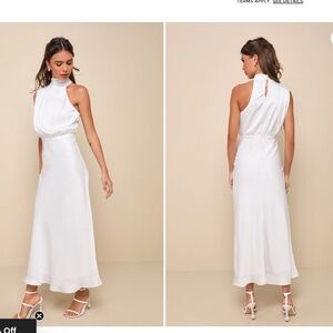 Lulus White Satin Asymmetrical Dress